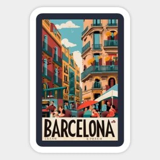 A Vintage Travel Art of Barcelona - Spain Sticker